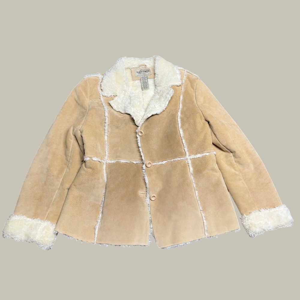 Vintage y2k suede coat penny lane shearling cuff patchwork indie sleeze boho